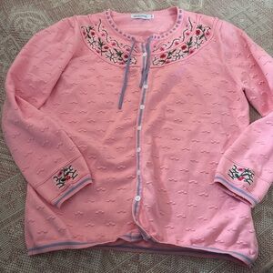 Pink Embroidered Cardigan